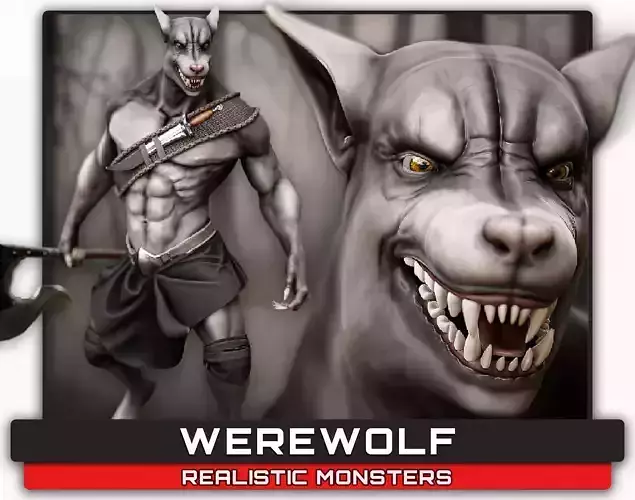 Werewolf Lycanthrope - Animated Beast - Predator - Moon - 25 Low-poly 3D model