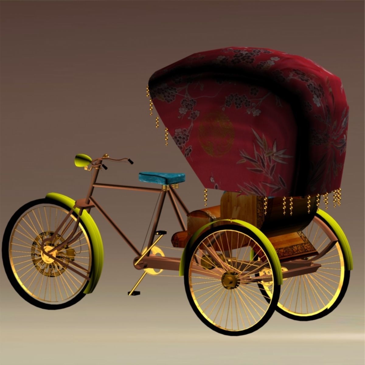 Chinese rickshaw 3D model_5