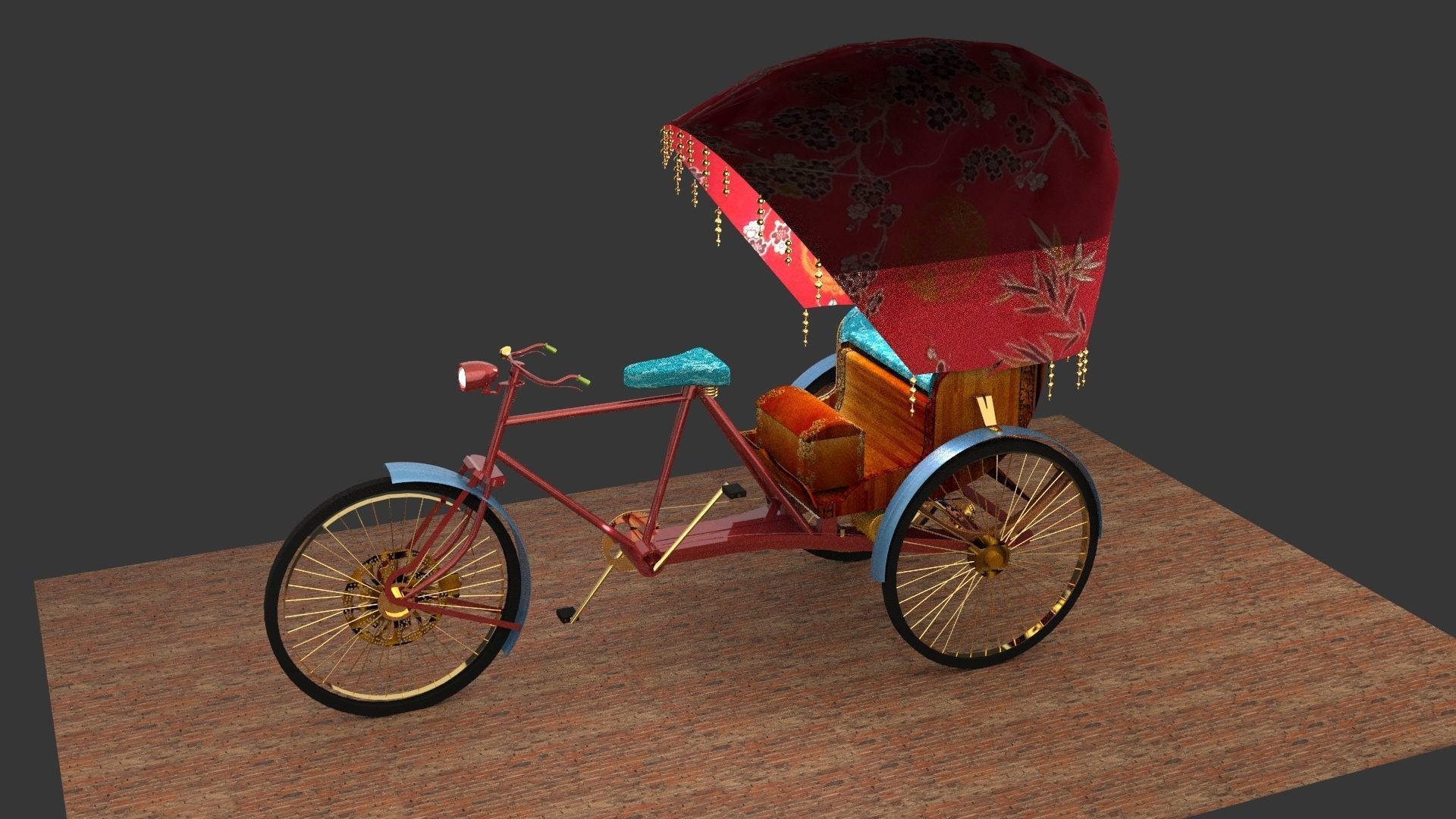 Chinese rickshaw 3D model_2