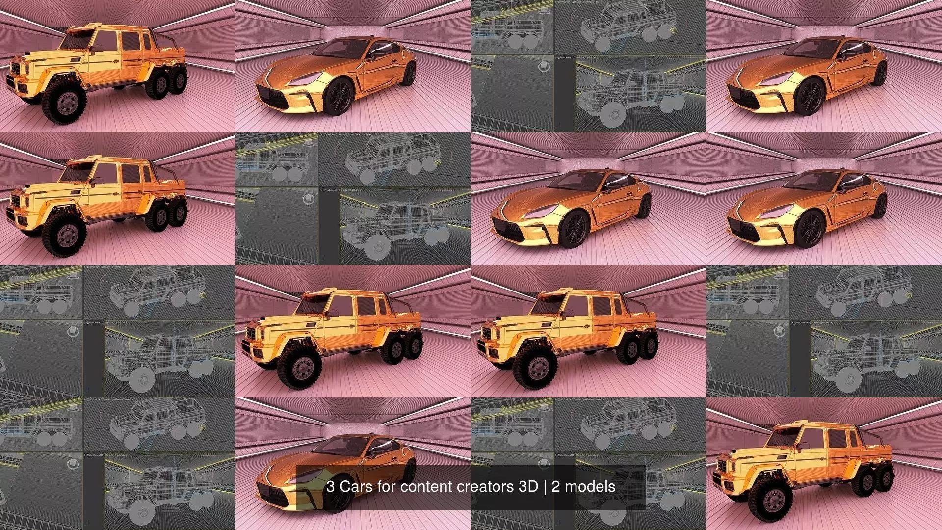 3 Cars for content creators 3D 3D Model Collection_0