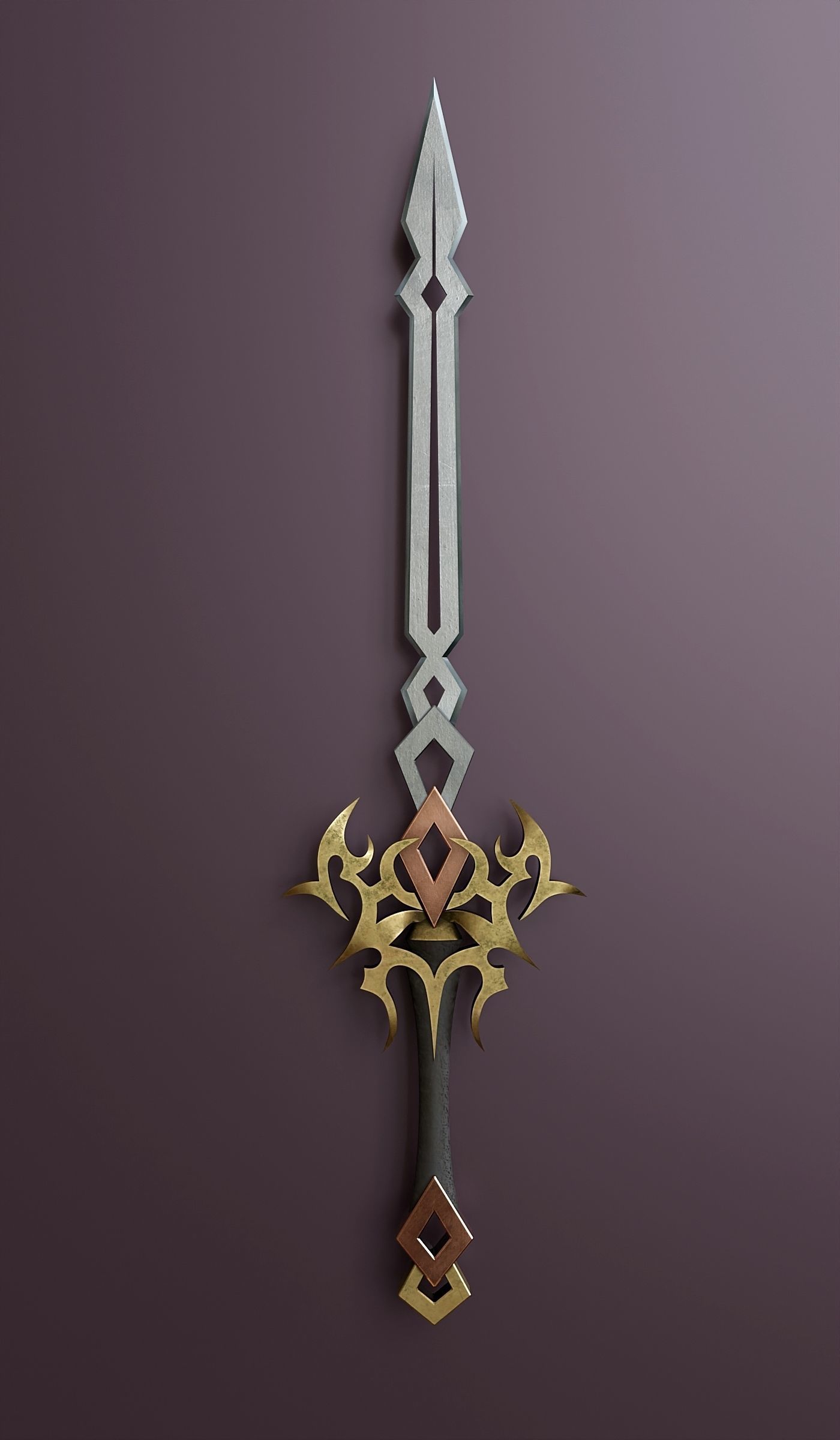 Fantasy style sword A3 Low-poly 3D model_3
