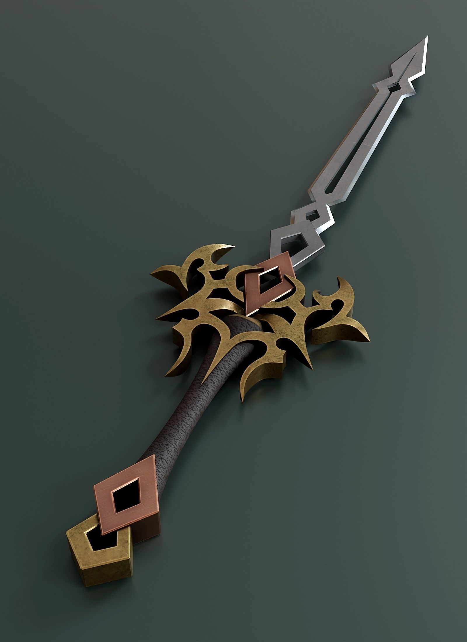 Fantasy style sword A3 Low-poly 3D model_1