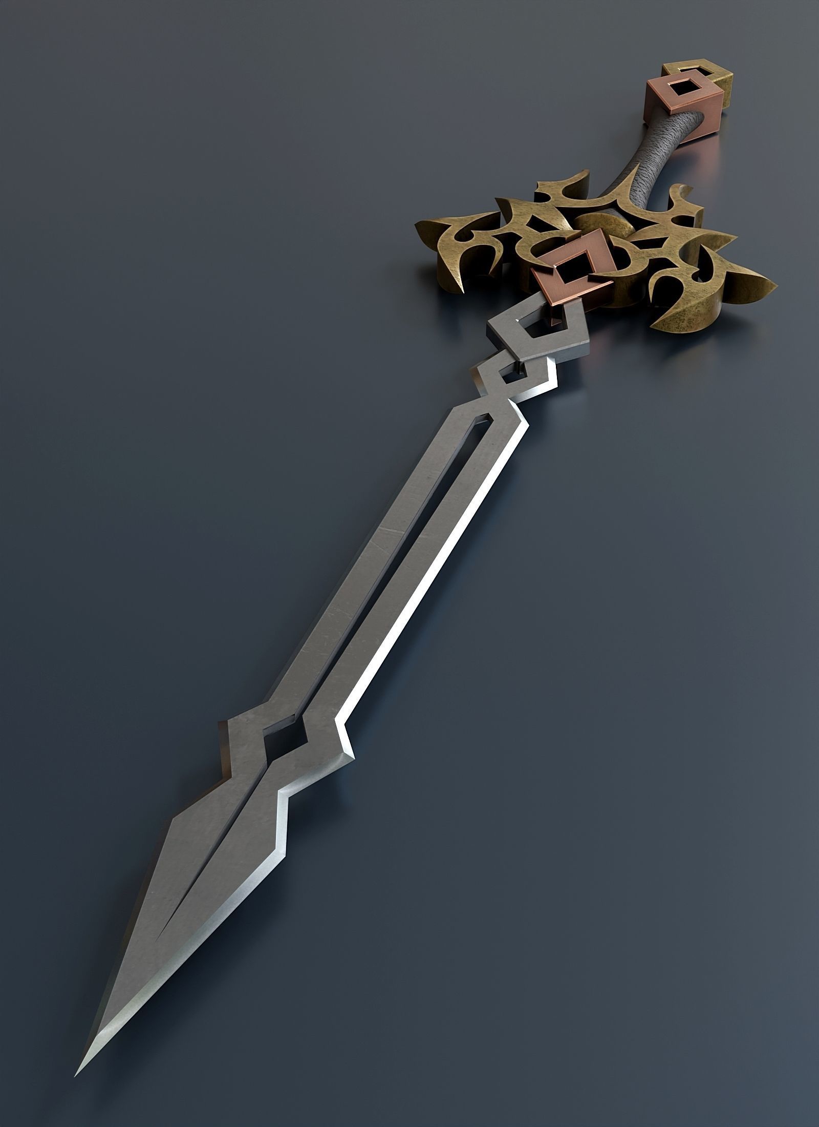 Fantasy style sword A3 Low-poly 3D model_2