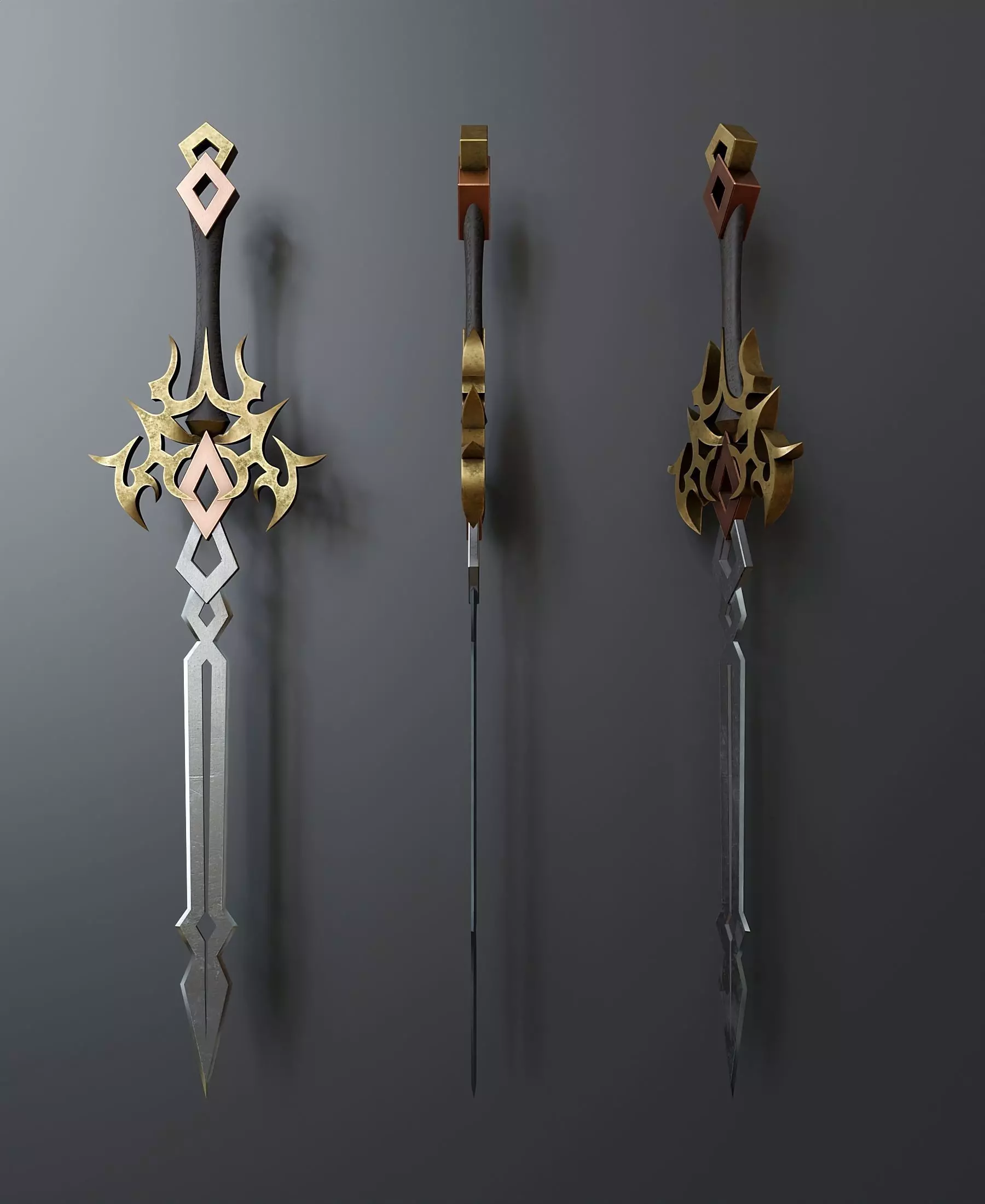 Fantasy style sword A3 Low-poly 3D model_0