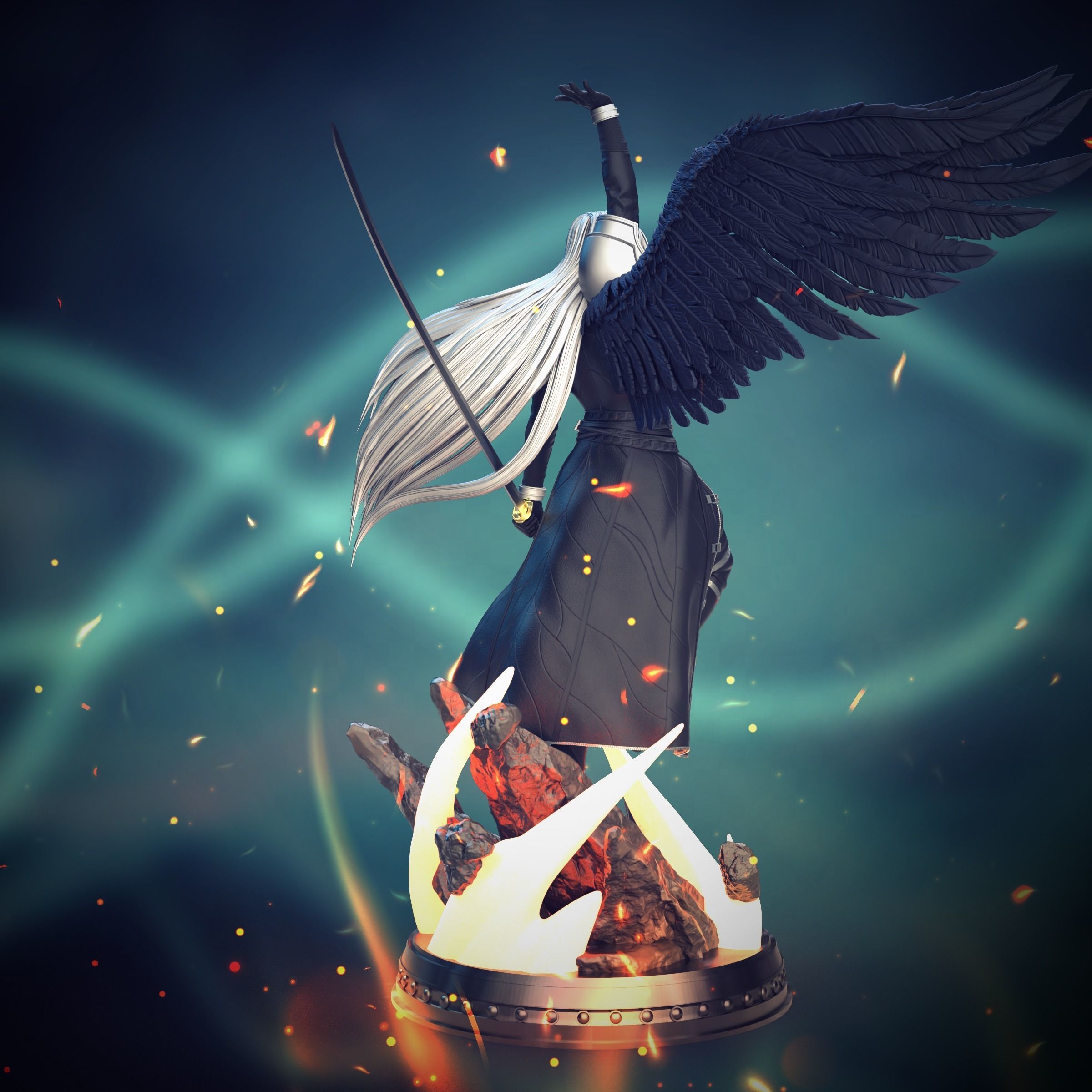 Sephiroth Statue 3D PRINT READY 3D print model_4