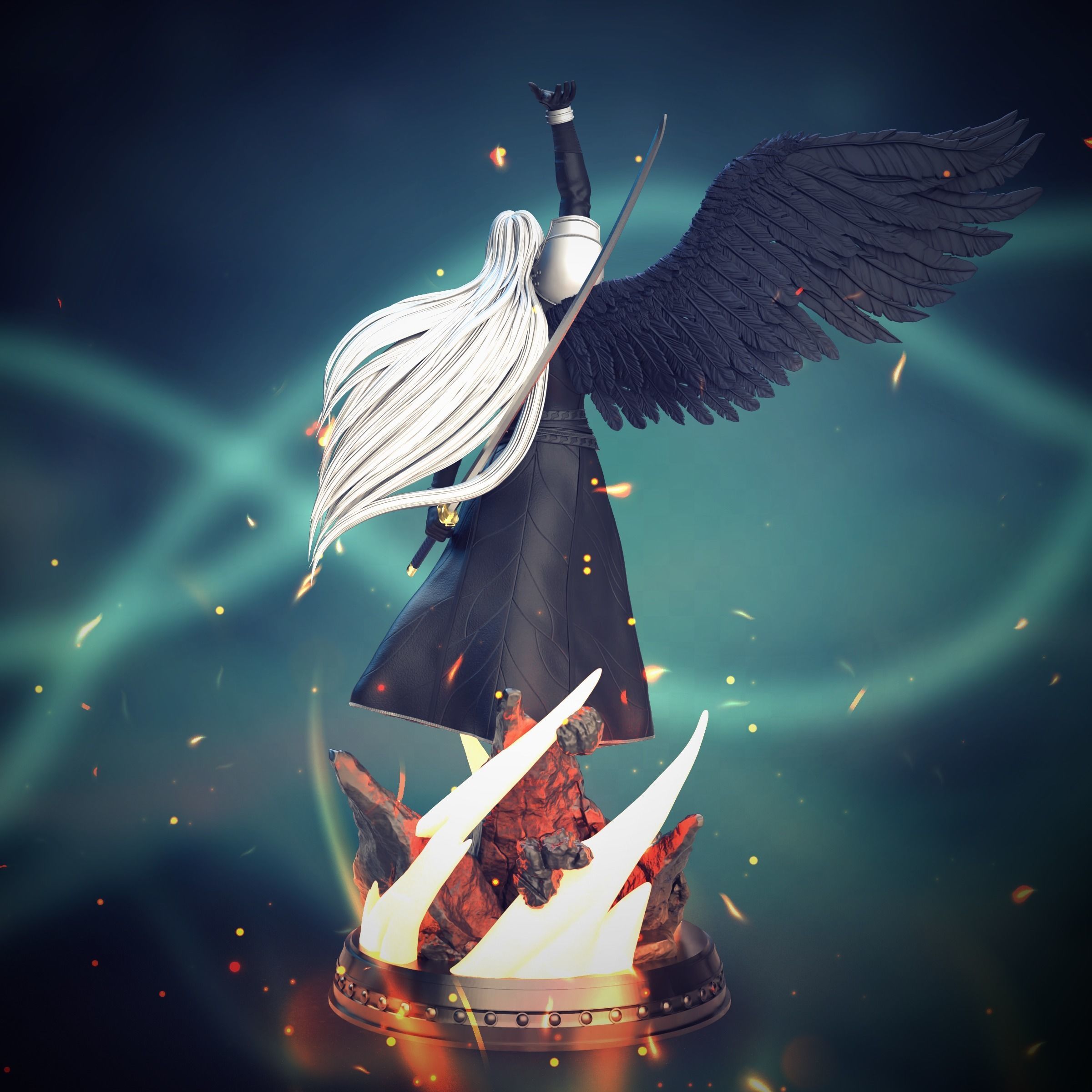 Sephiroth Statue 3D PRINT READY 3D print model_5