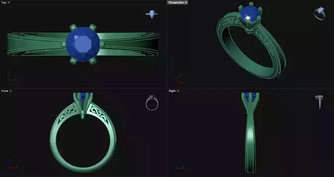 Peg Head Reverse Tapered Engagement Ring 