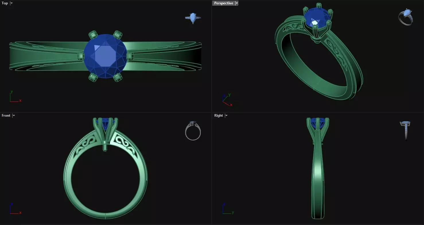 Peg Head Reverse Tapered Engagement Ring 3D print model