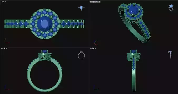 Zigzag Gallery Engagement Ring with Halo