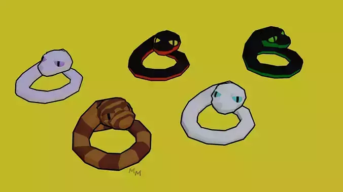 Low Poly Cartoon Snake