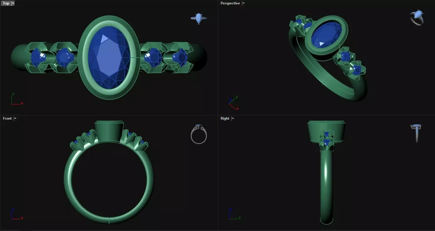 Oval Bezel Engagement Ring  3D print model_0