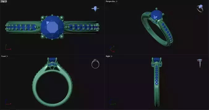 Bridge Accent Stone Engagement Ring 