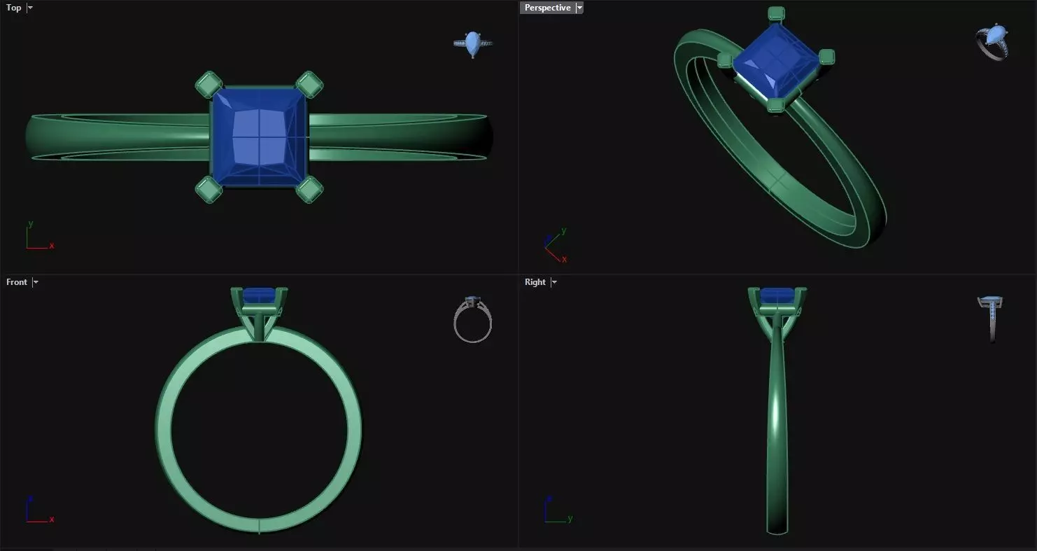 Princess Diamond Engagement Ring  3D print model_0