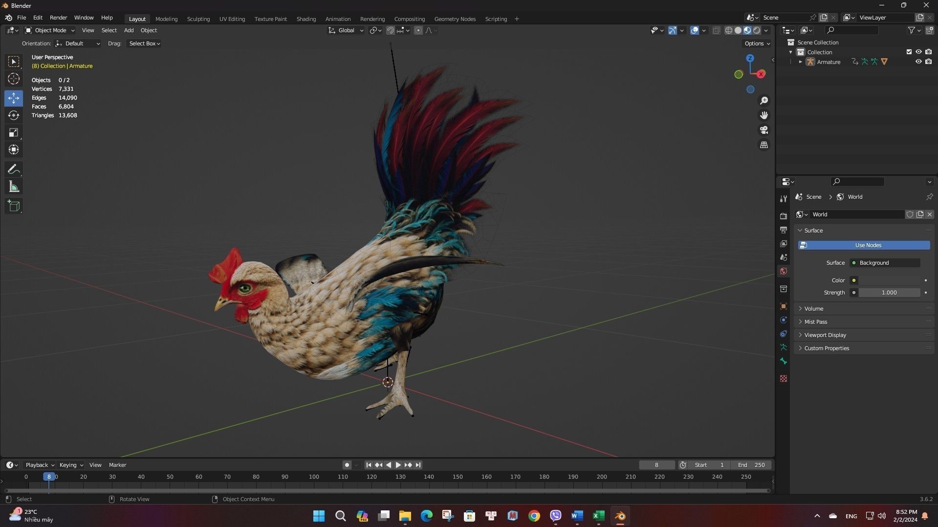 Chicken A4 Low-poly 3D model_17