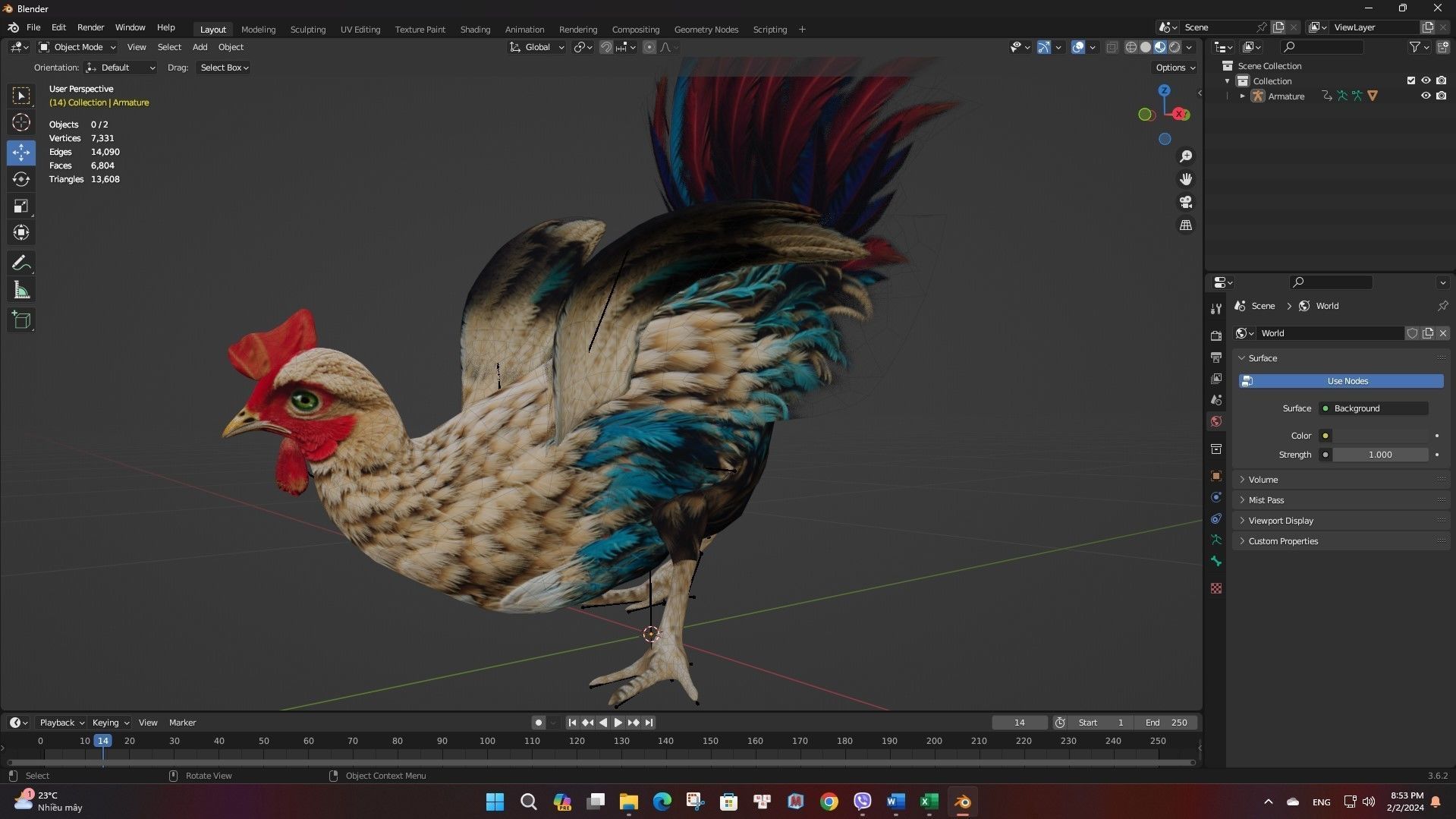 Chicken A4 Low-poly 3D model_20