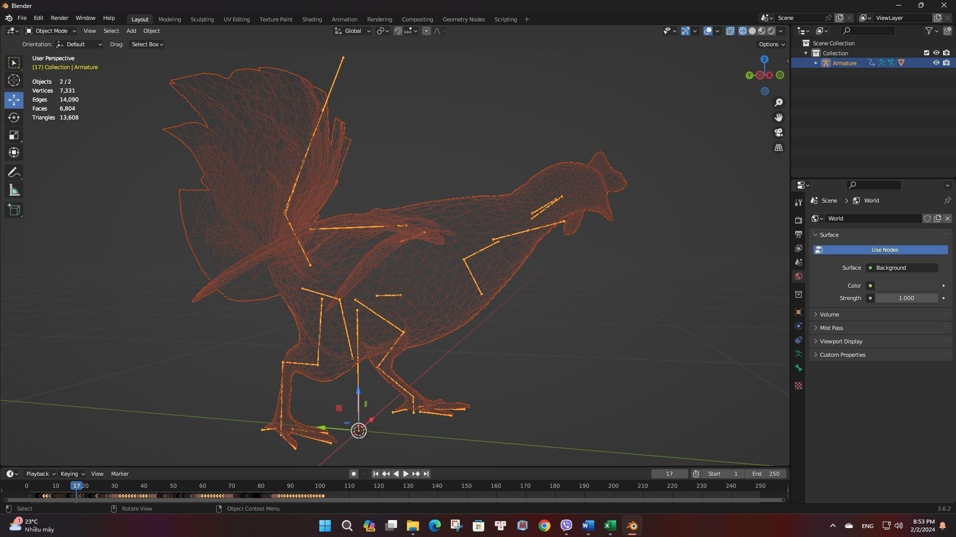 Chicken A4 Low-poly 3D model_19