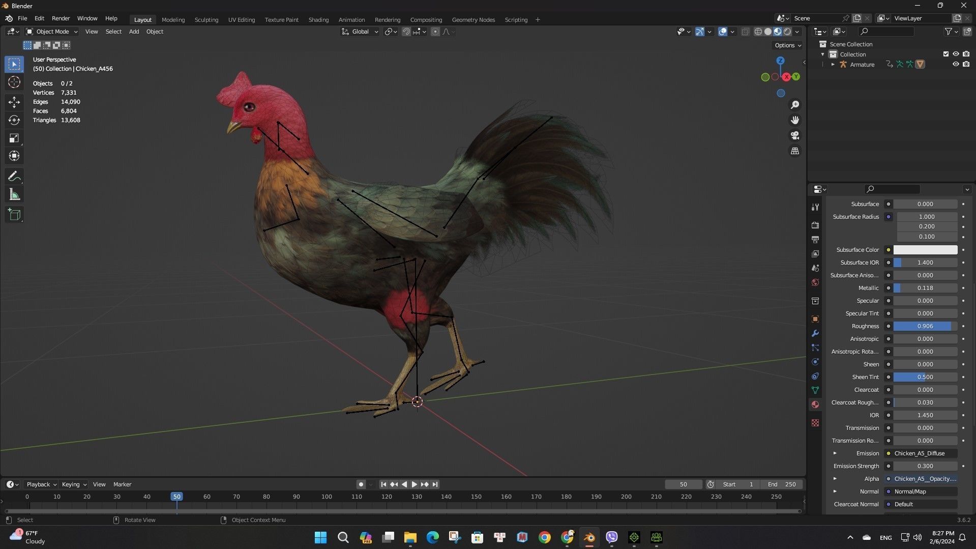 Chicken A5 Low-poly 3D model_17