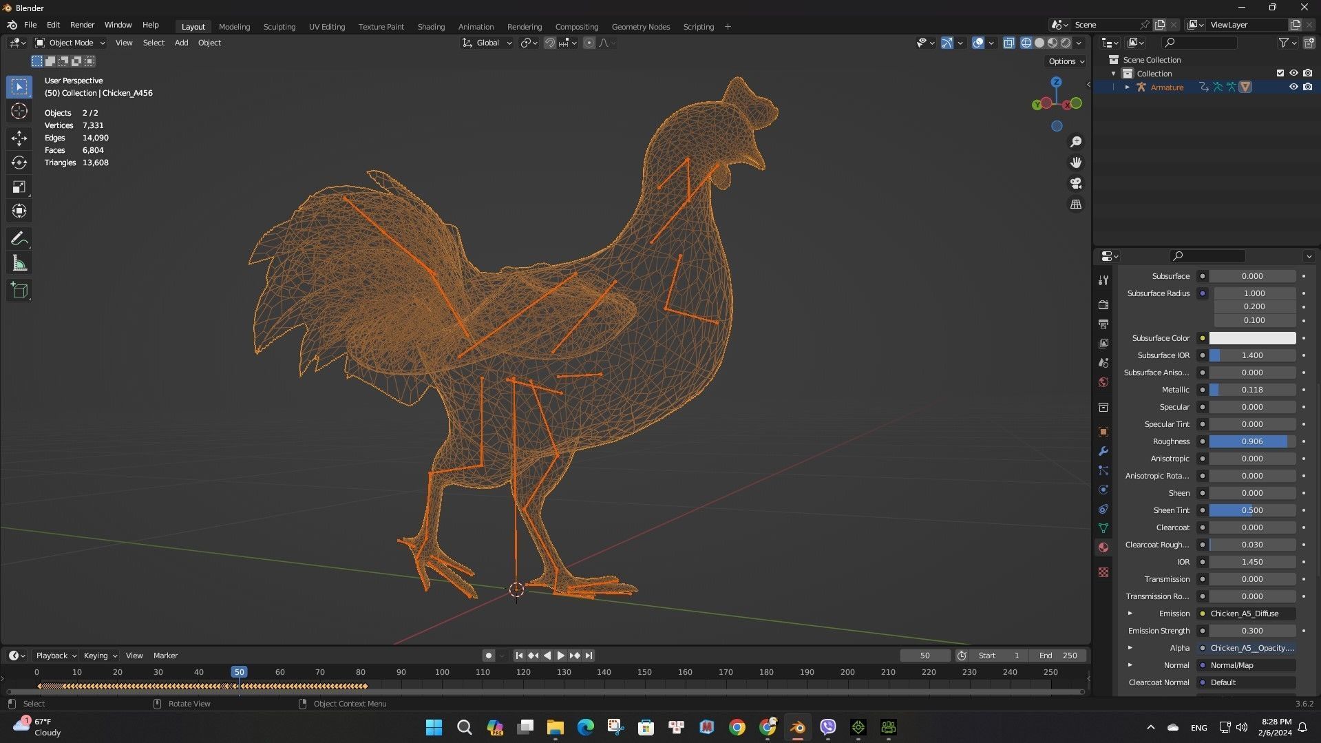 Chicken A5 Low-poly 3D model_19
