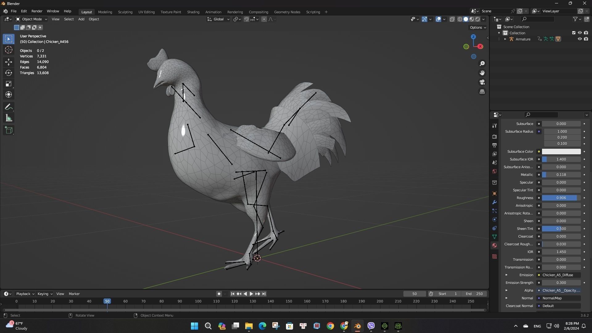 Chicken A5 Low-poly 3D model_18