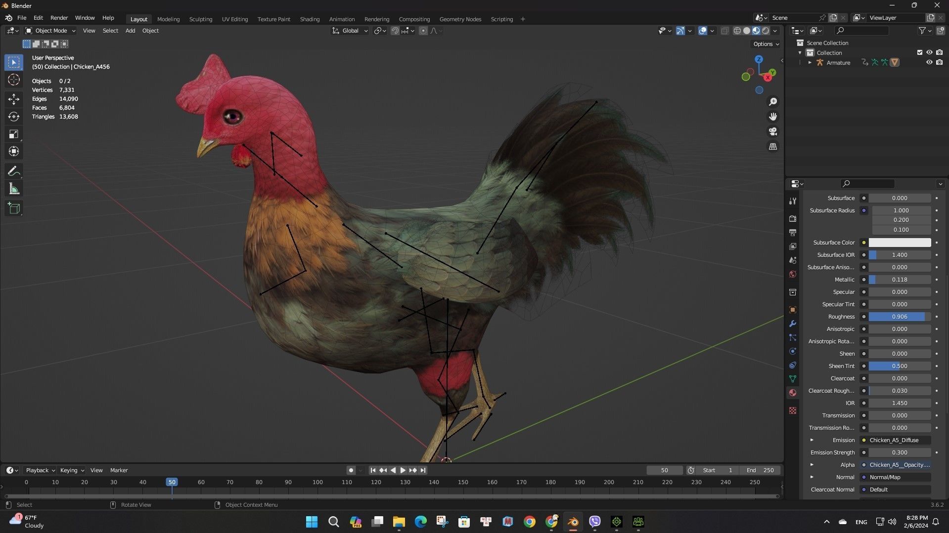 Chicken A5 Low-poly 3D model_20