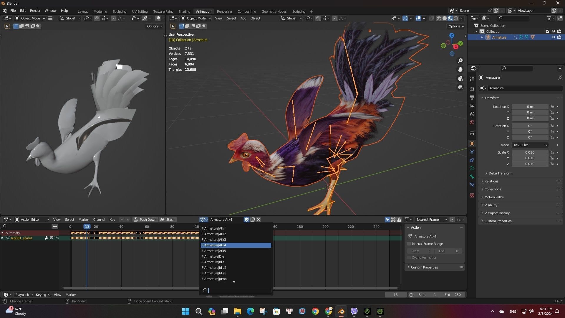Chicken A6 Low-poly 3D model_21