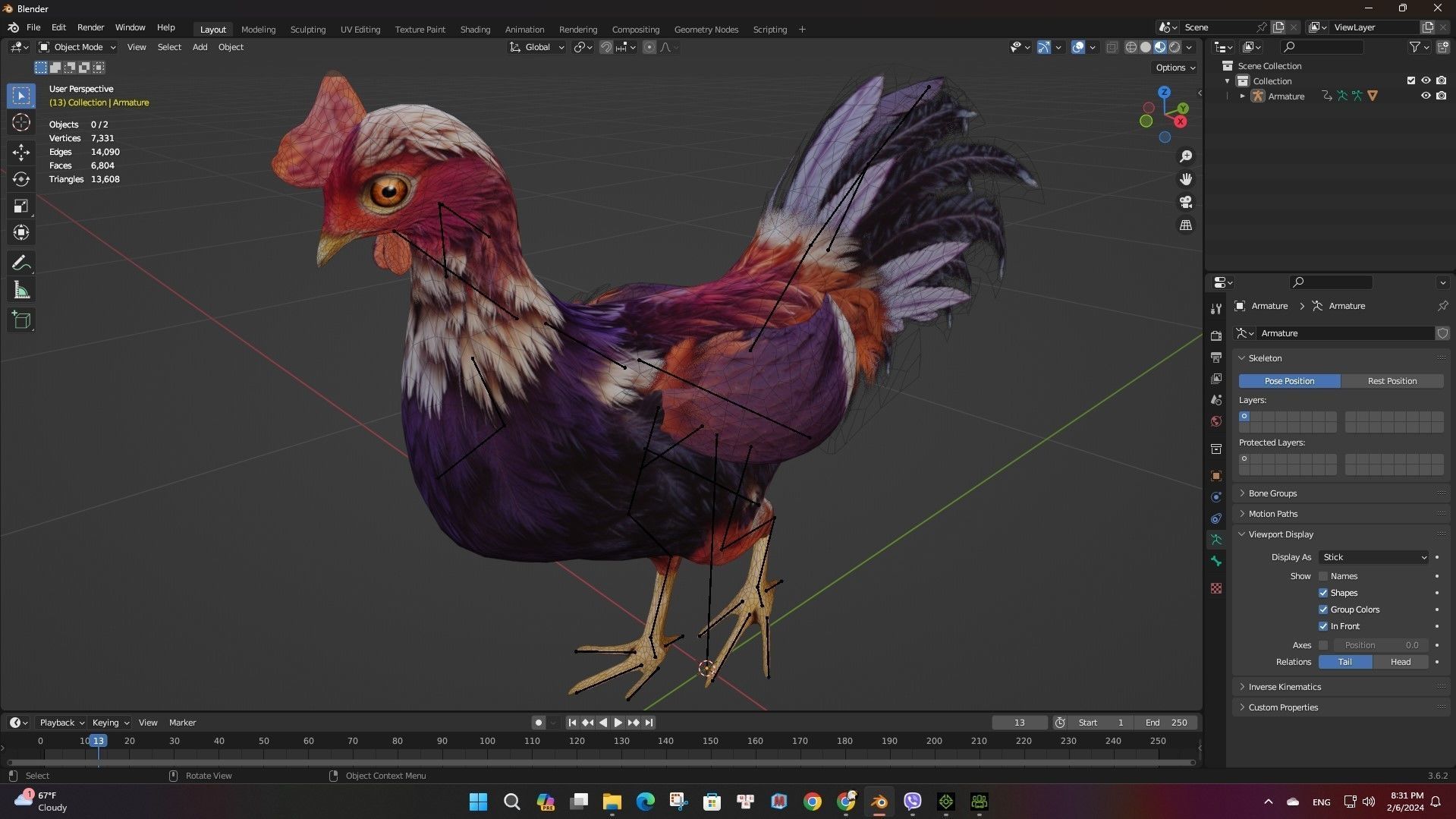 Chicken A6 Low-poly 3D model_20
