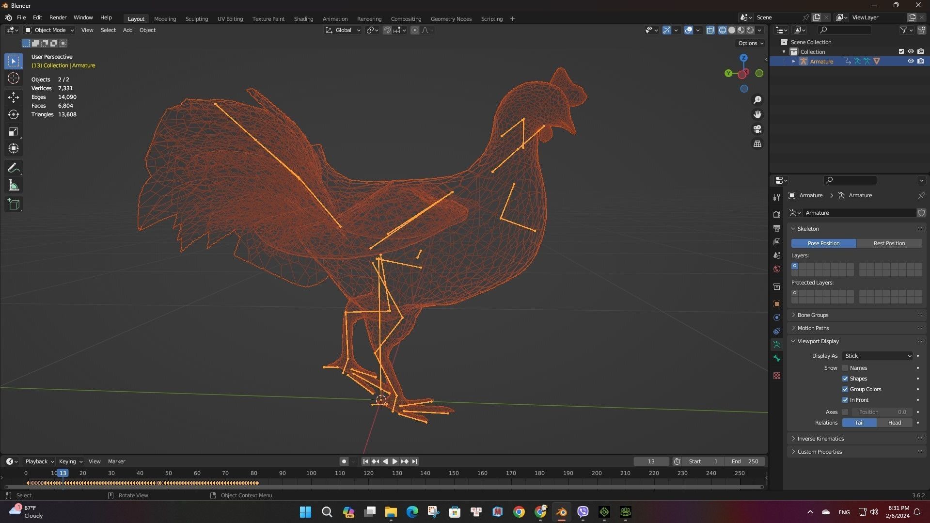 Chicken A6 Low-poly 3D model_19
