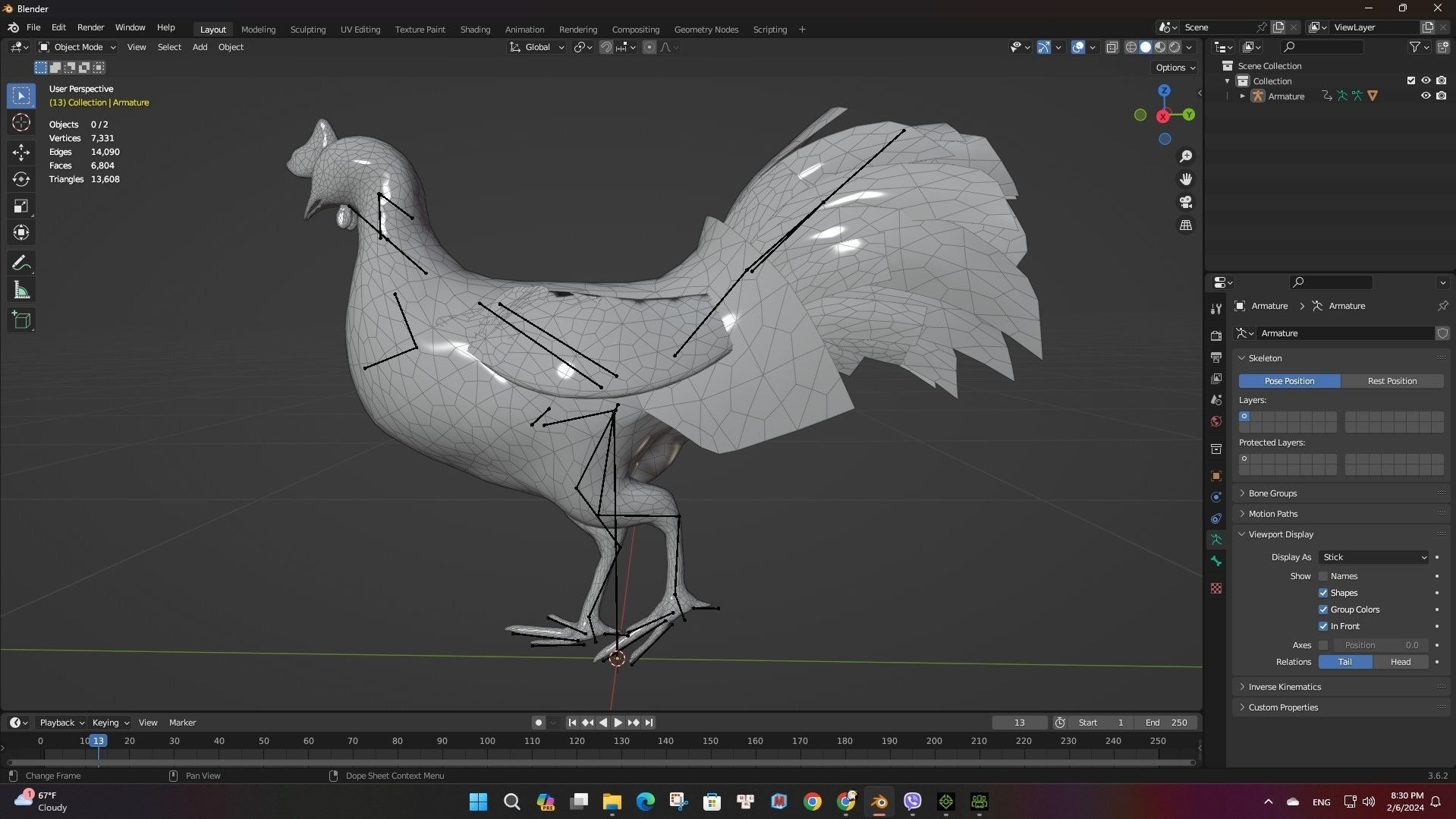 Chicken A6 Low-poly 3D model_18