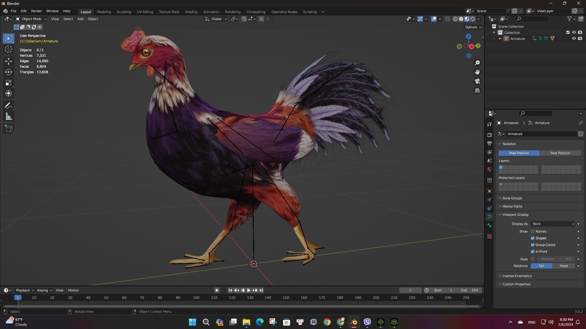 Chicken A6 Low-poly 3D model_17