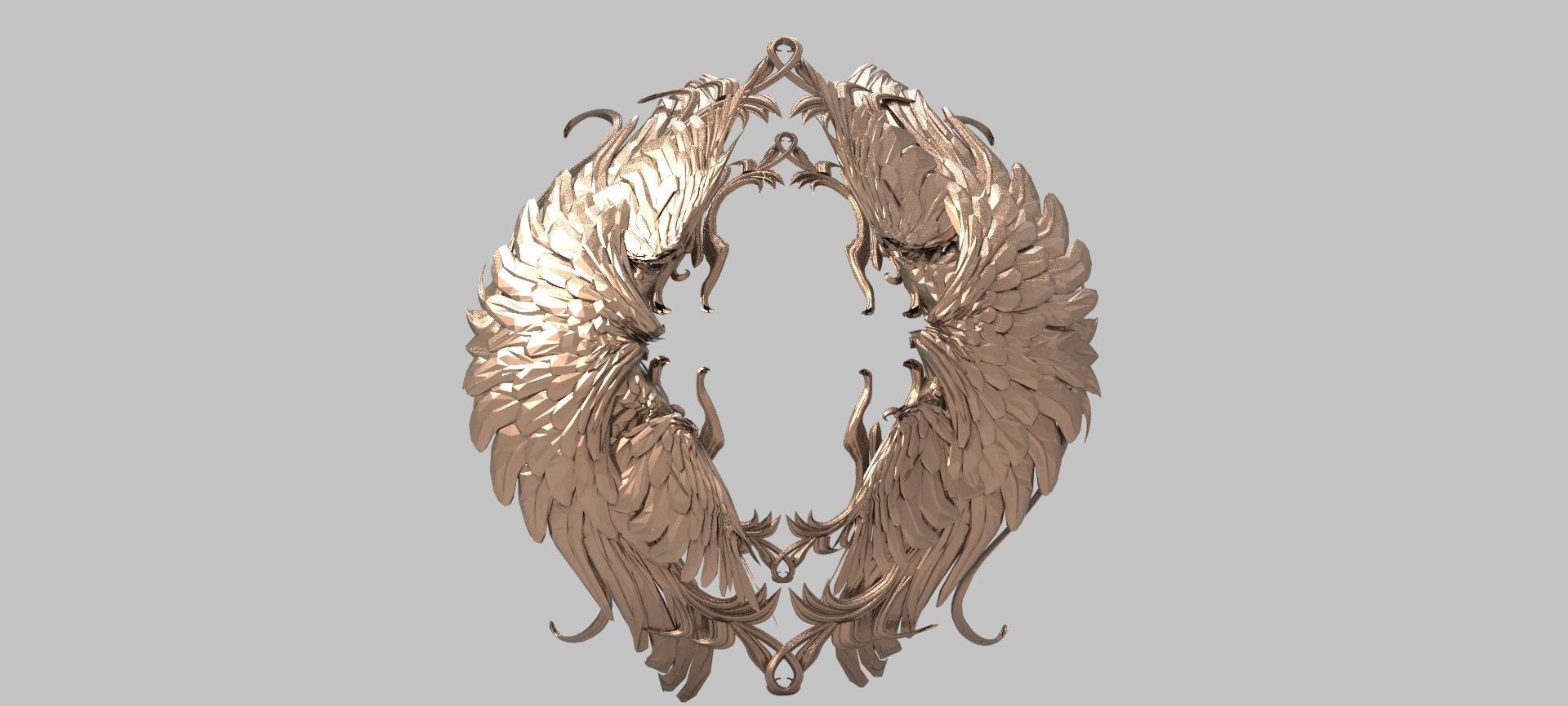 Baroque Heart Wings  3D model_1
