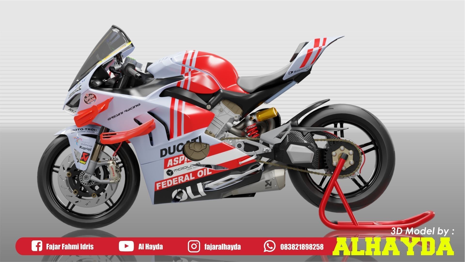 Panigale V4 Superleggera Gresini Racing fixed version Low-poly 3D model_5