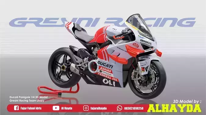 Panigale V4 Superleggera Gresini Racing fixed version Low-poly 3D model