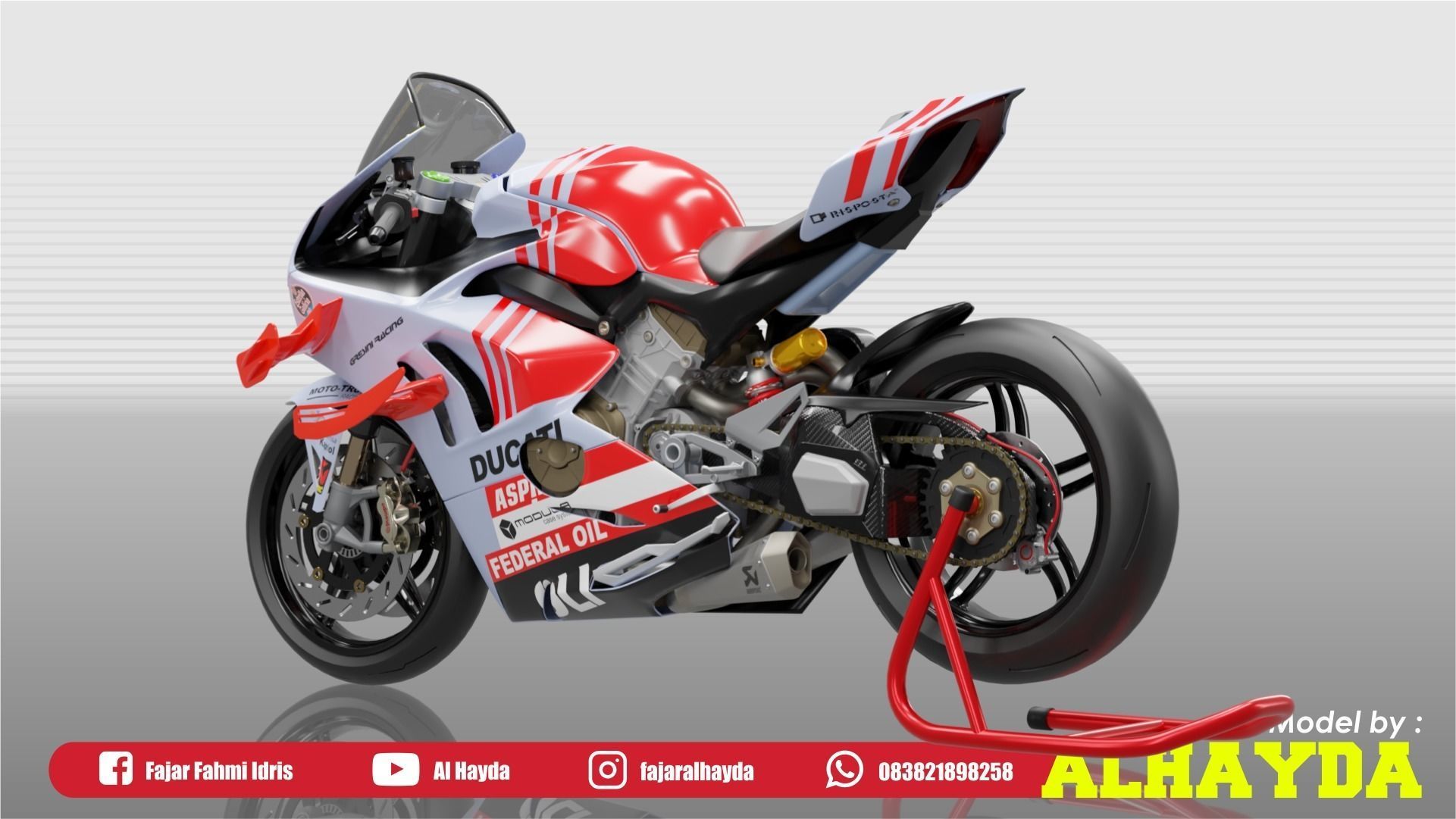 Panigale V4 Superleggera Gresini Racing fixed version Low-poly 3D model_3