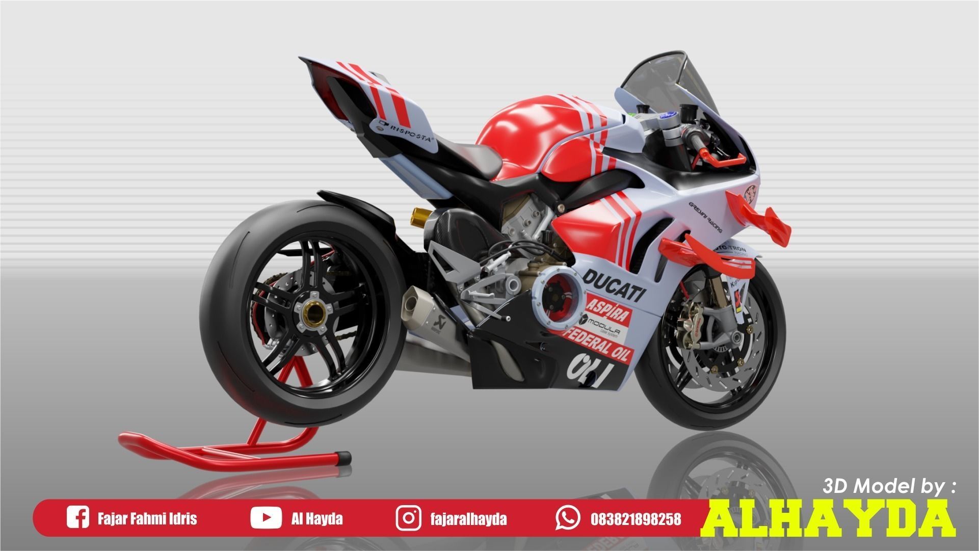Panigale V4 Superleggera Gresini Racing fixed version Low-poly 3D model_1