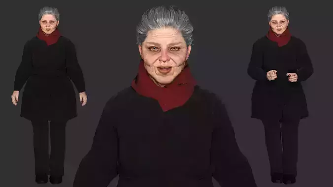 Grandma Nina - AAA Old Woman Realistic Character Low-poly 3D model