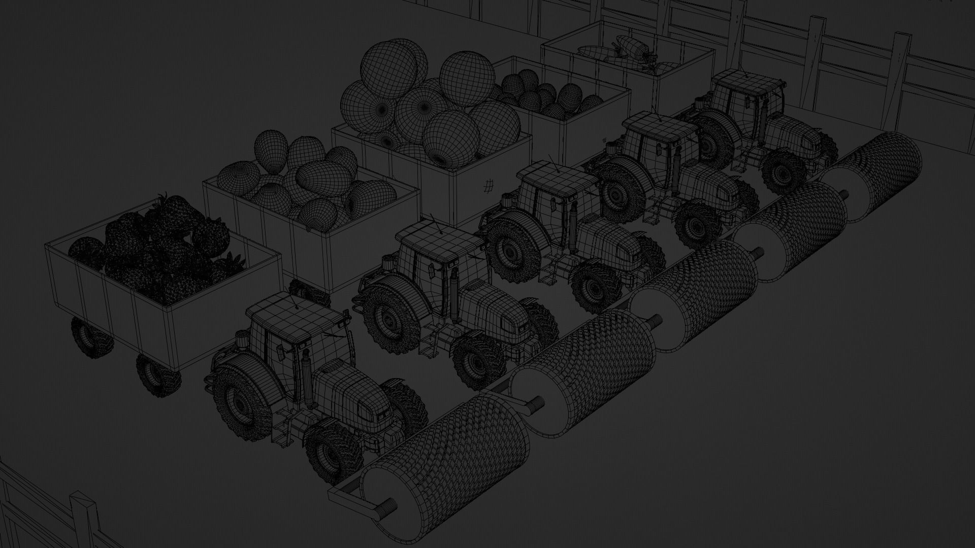 Farming Tractors Collecting fruits 3D model_3