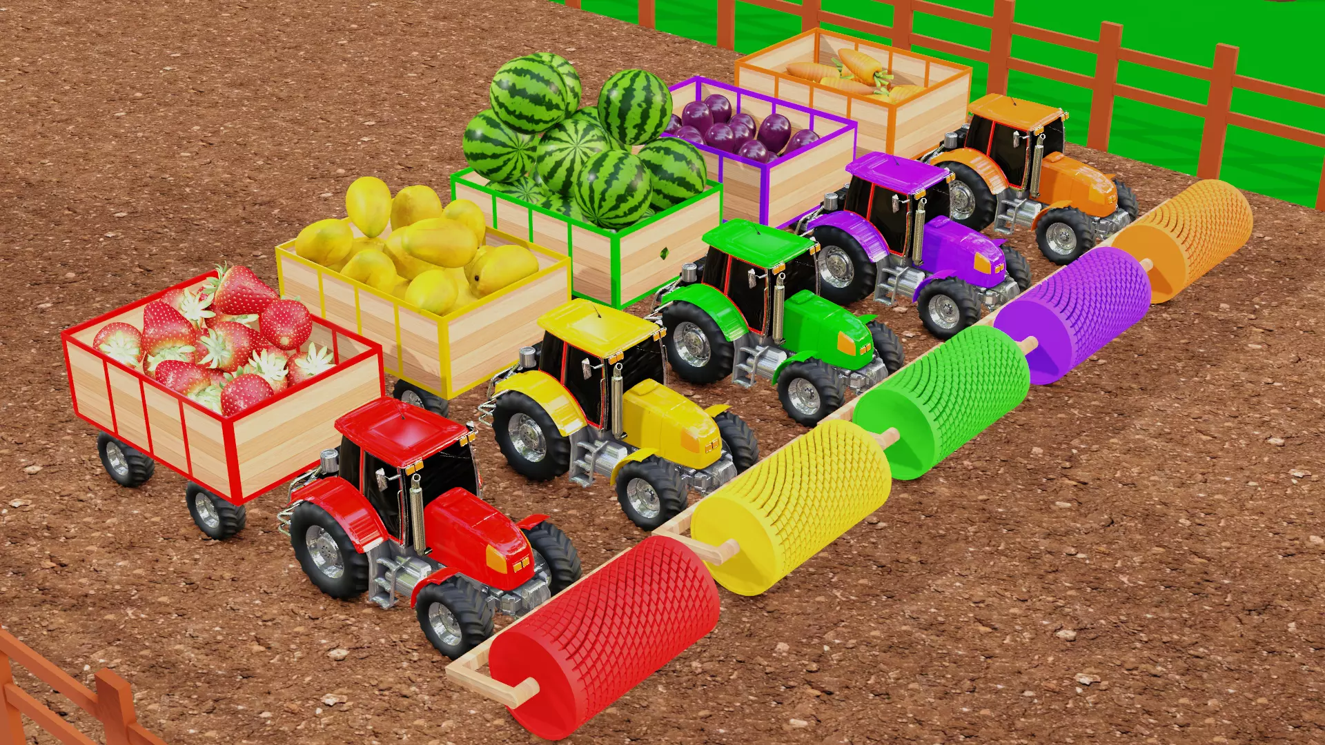 Farming Tractors Collecting fruits 3D model_0