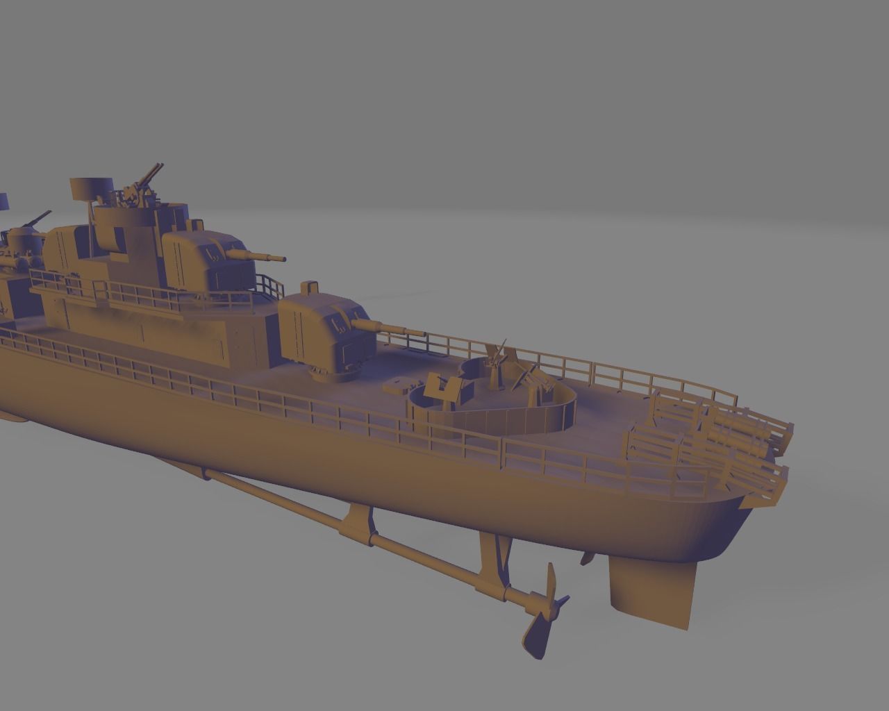 Uss fletcher DD 445 battleship 3D print model_6