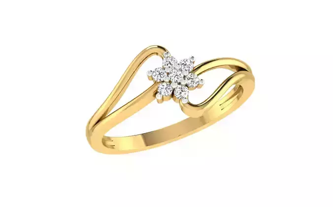 Light Weight Yellow Gold Diamond Ring  -RC RN 1573