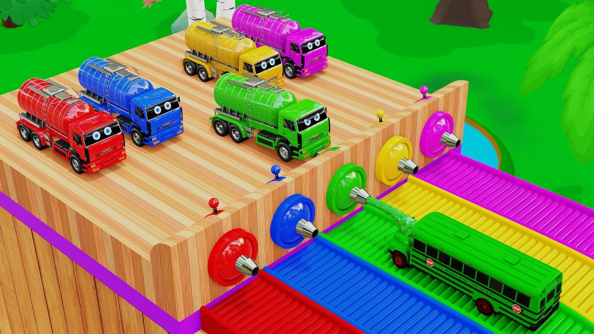 School Bus Attacked by color Gun 3D model_2