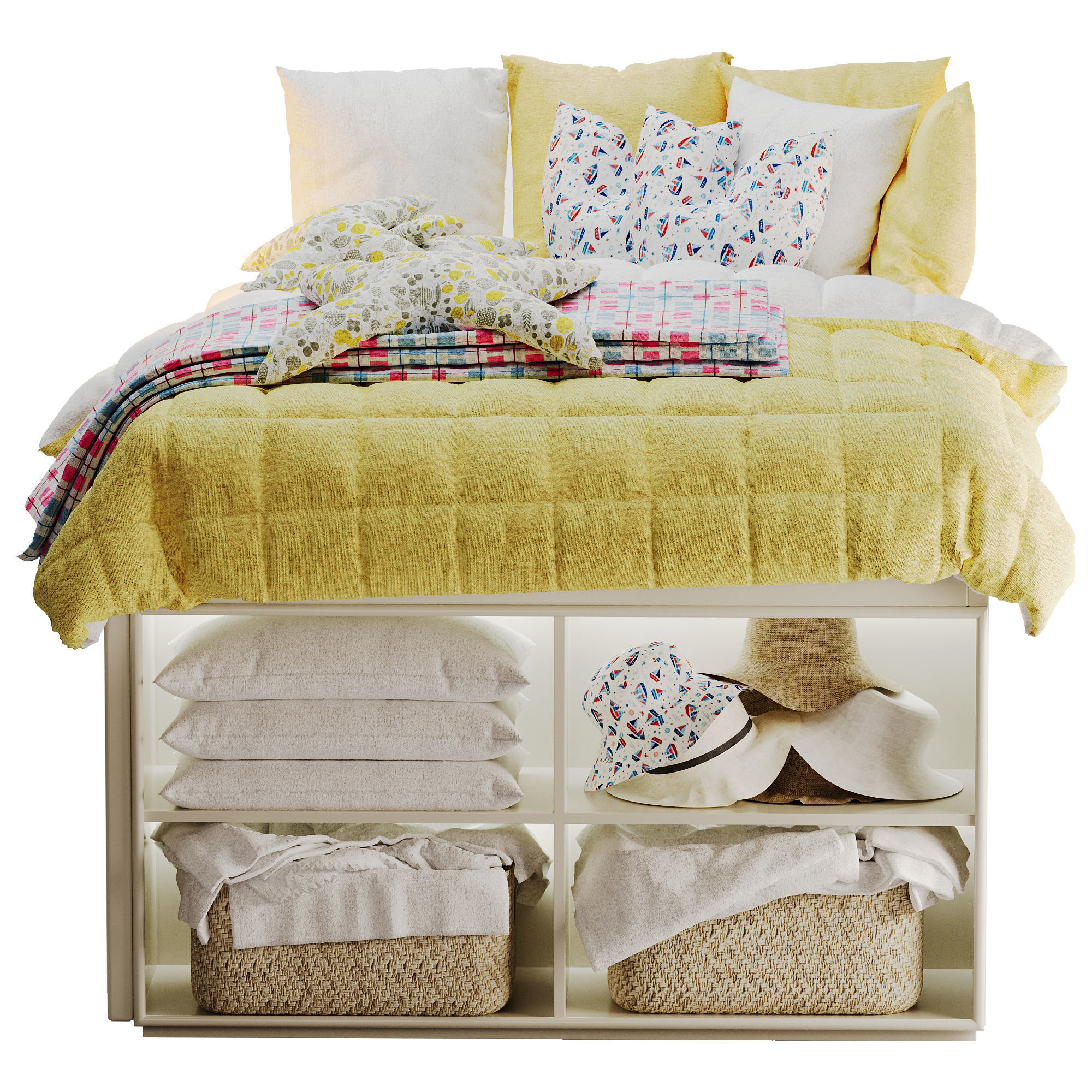 Modernist Captains Bed Low-poly 3D model_10