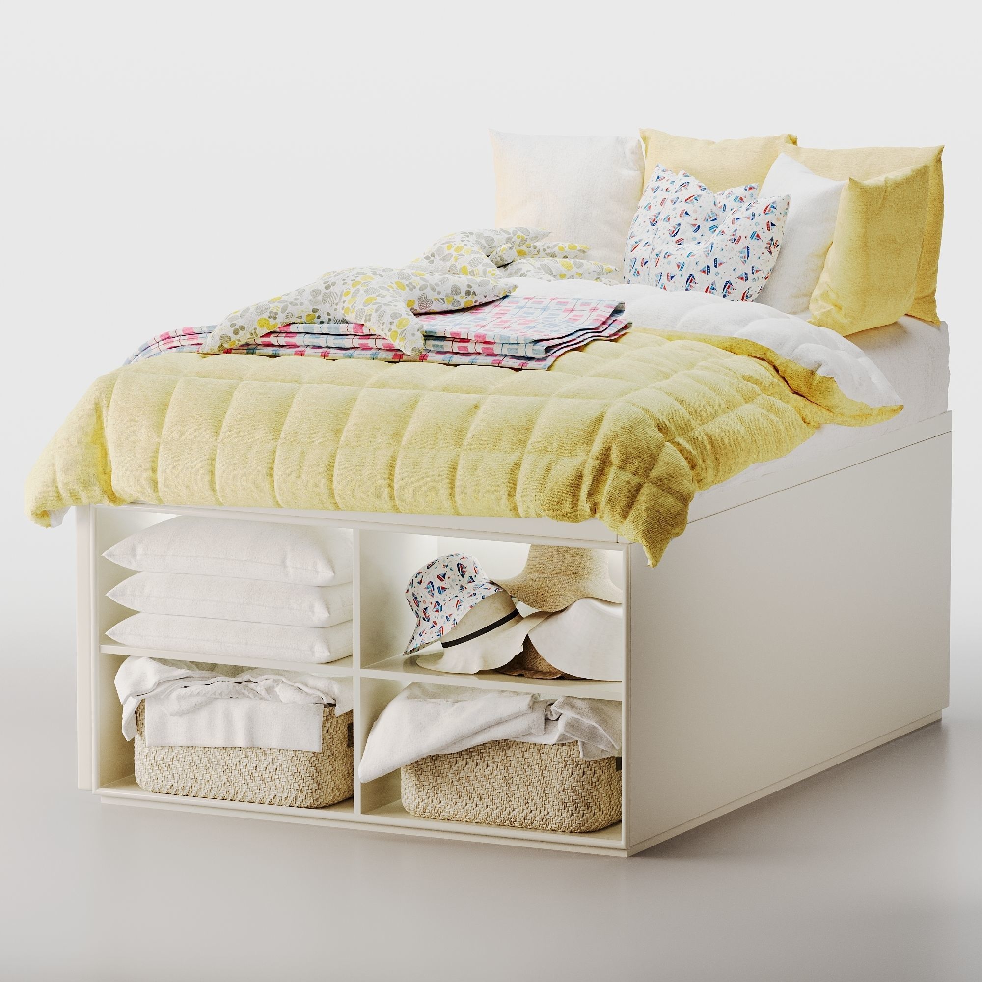 Modernist Captains Bed Low-poly 3D model_5