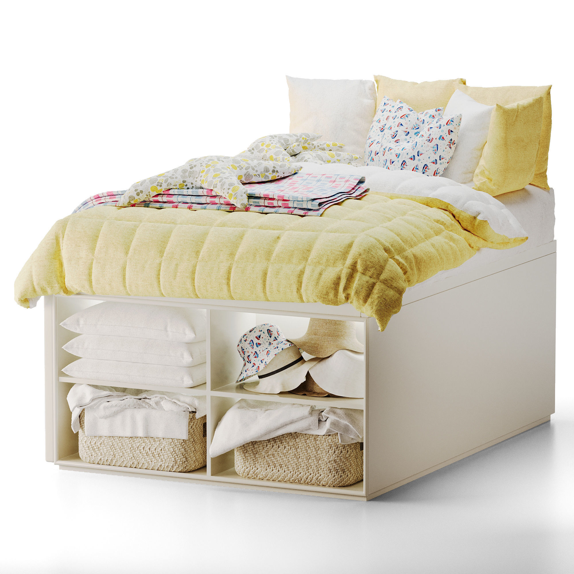 Modernist Captains Bed Low-poly 3D model_11