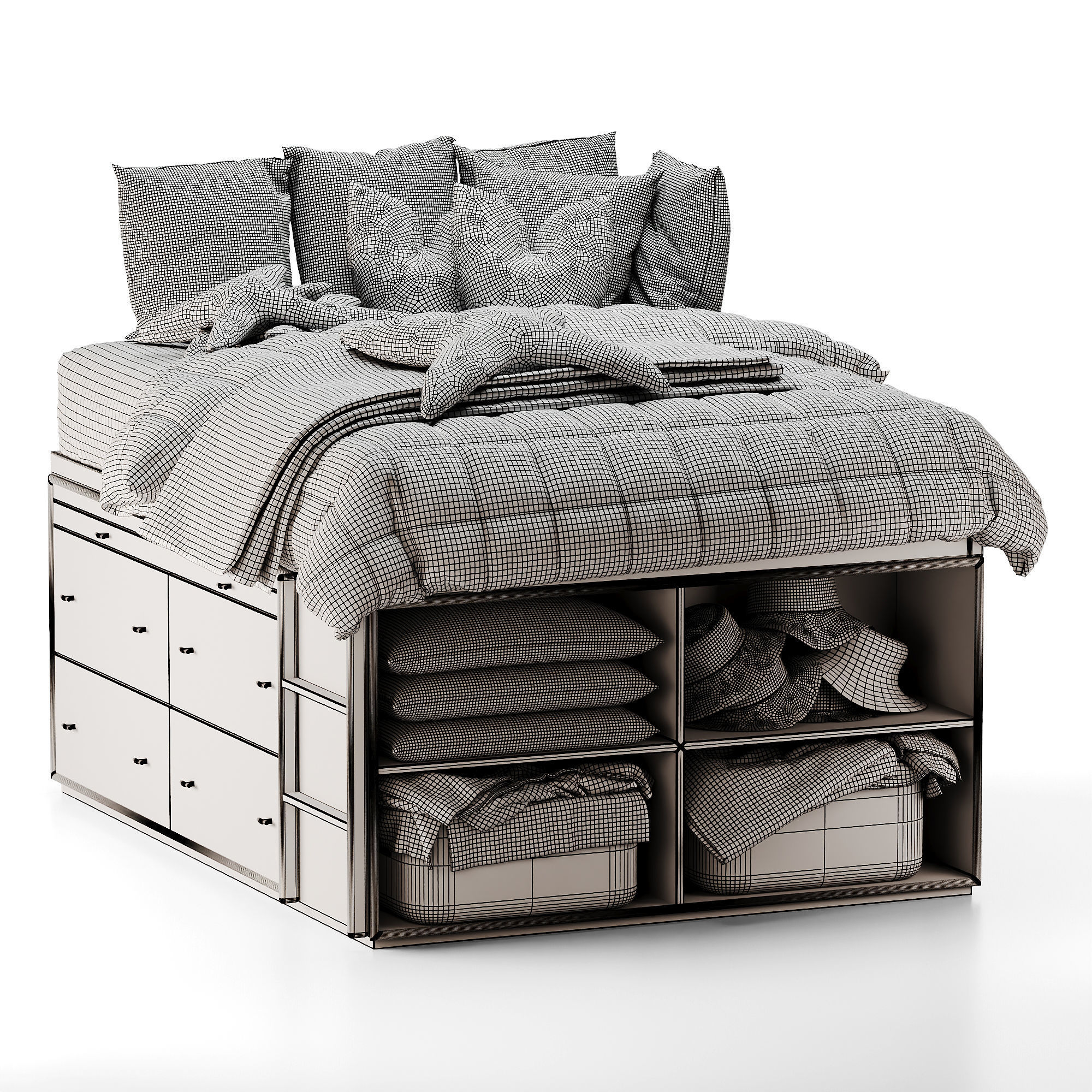 Modernist Captains Bed Low-poly 3D model_9