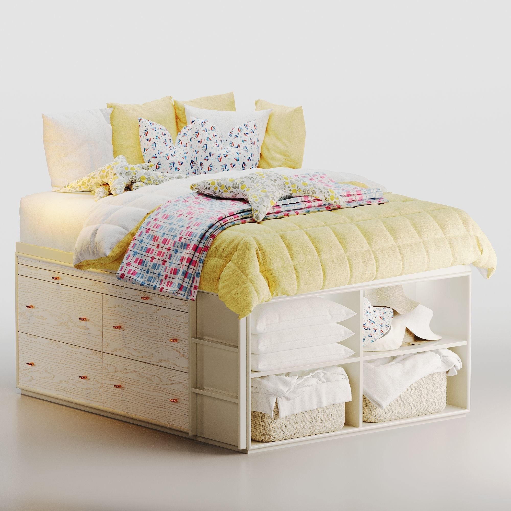 Modernist Captains Bed Low-poly 3D model_1