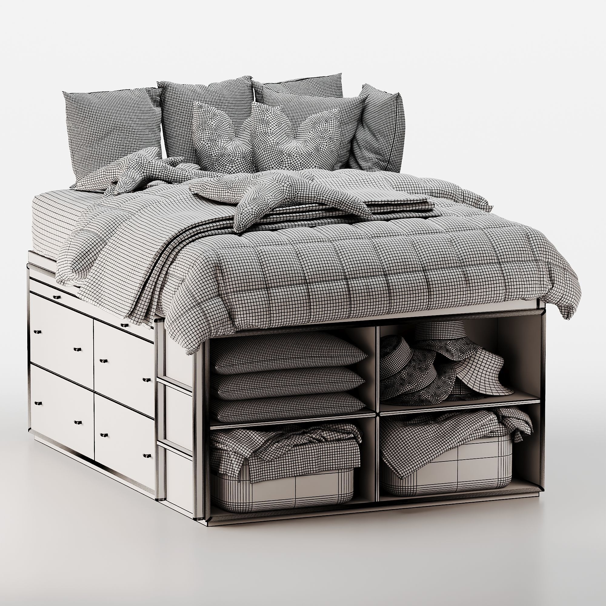 Modernist Captains Bed Low-poly 3D model_7