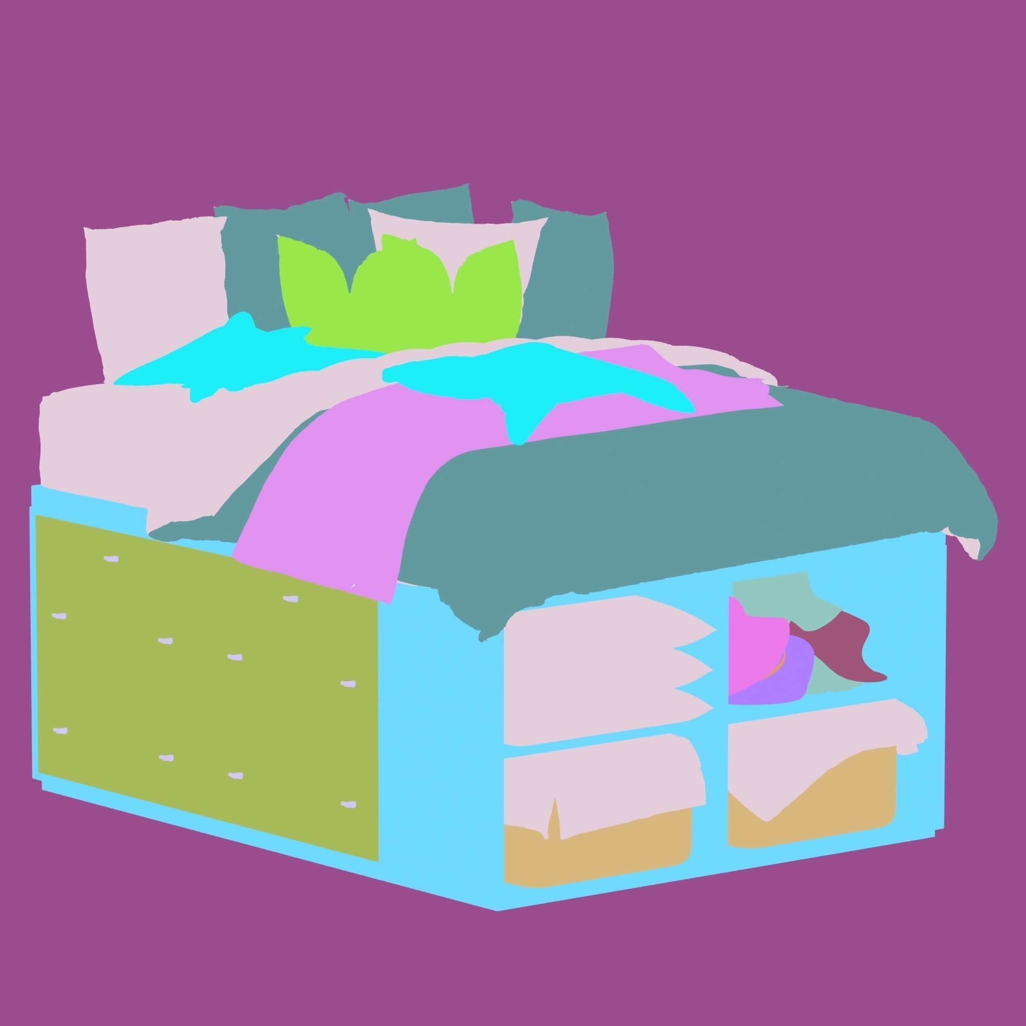 Modernist Captains Bed Low-poly 3D model_2