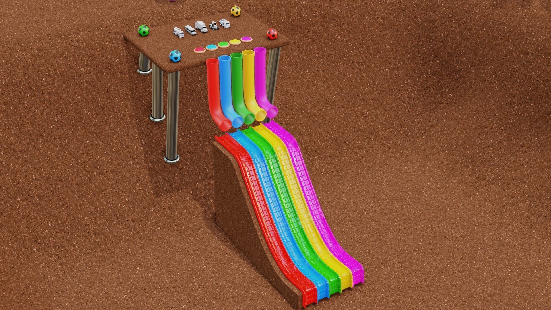 Vehicles Fall on the Tube 3D model_2