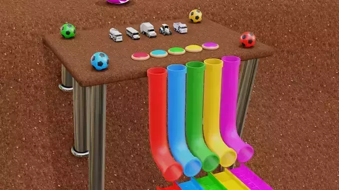 Vehicles Fall on the Tube 3D model