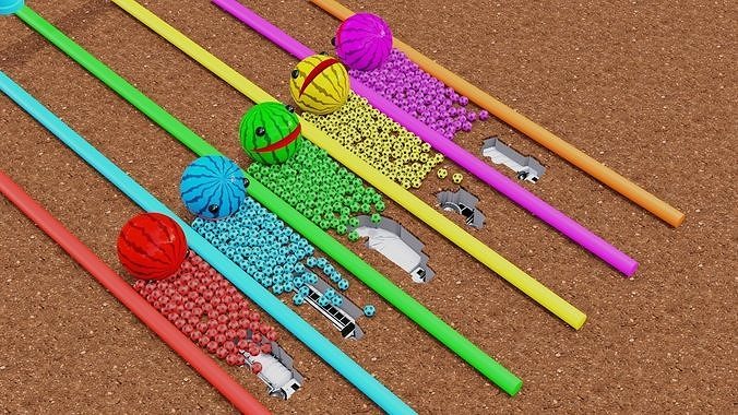 PacMan Filling Balls in a Vehicle Shape pit 3D model